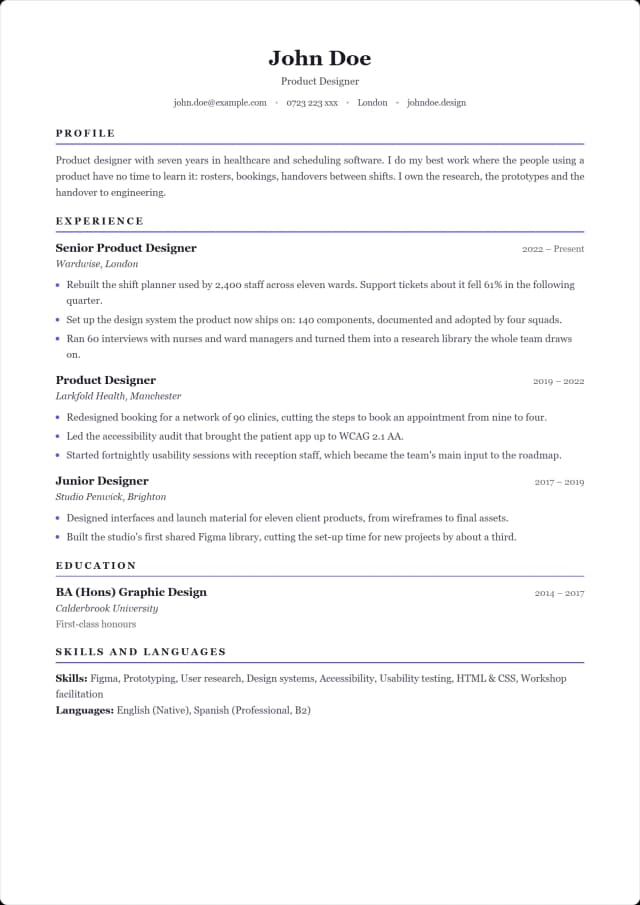 Harvard CV template. The careers-office classic: centred name, ruled sections, no frills.